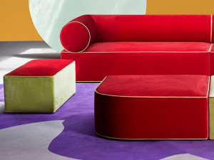 Прямоугольный пуф из ткани