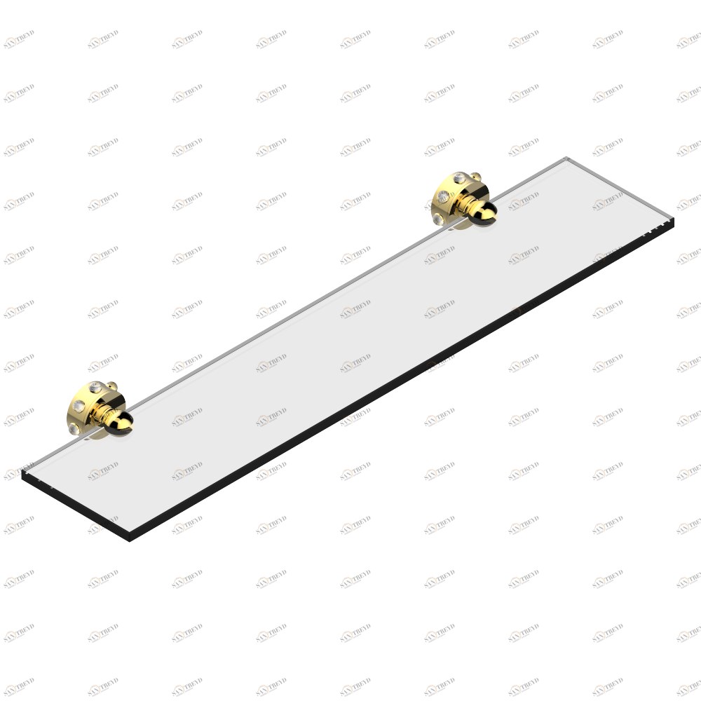 A2N-564 Полка стеклянная 60 cм с кронштейнами Thg-paris Mossi со светлым хрусталём Покрытие PVD золотистый цвет A2N-564 CAT.F