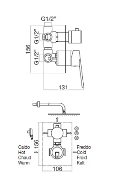 SE880601740 Смеситель для душа , белый Webert Sax Evolution  - Вид №1