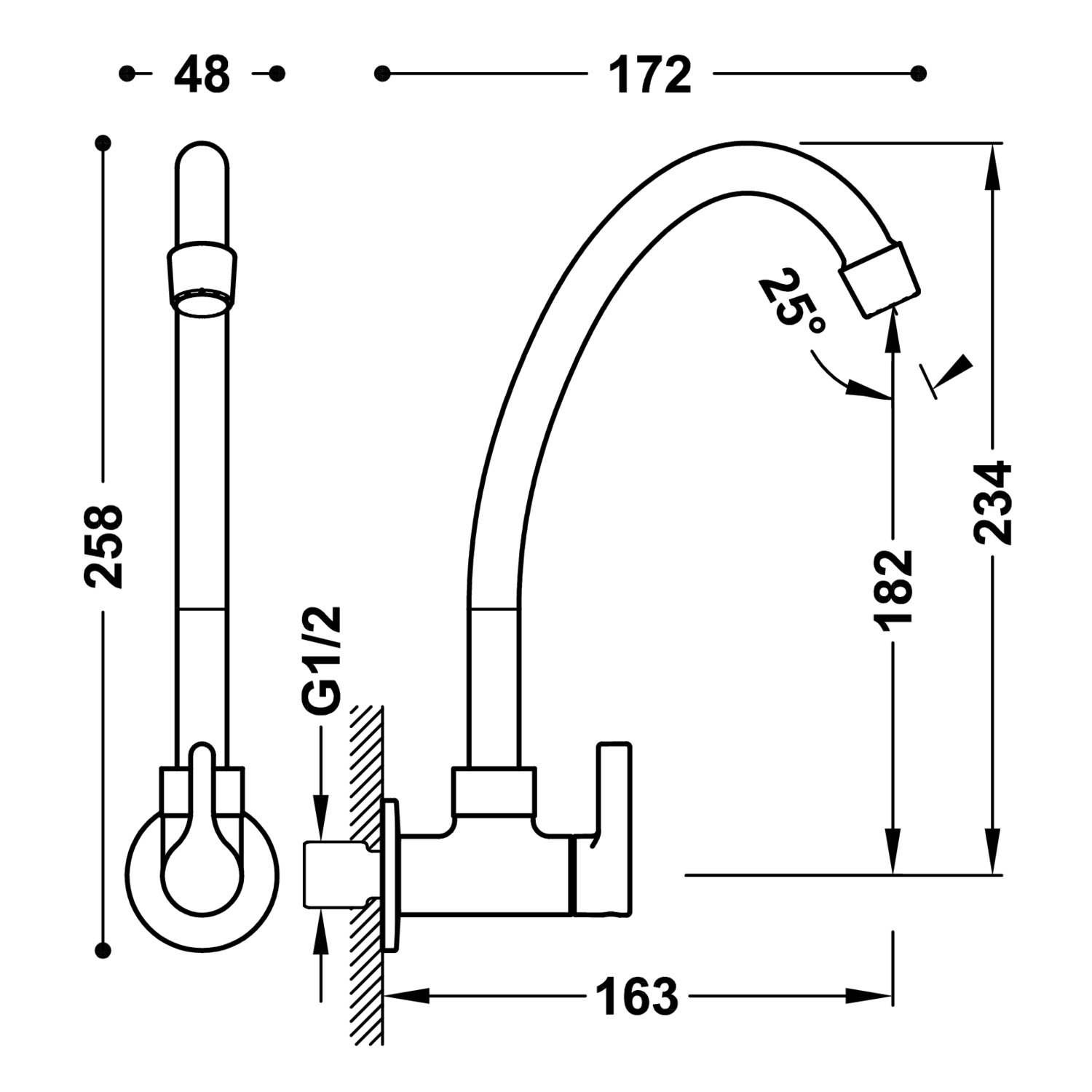 Базовый настенный водопроводный кран на 1 воду для офиса или прачечной-21550601 TRES Base - Вид №1
