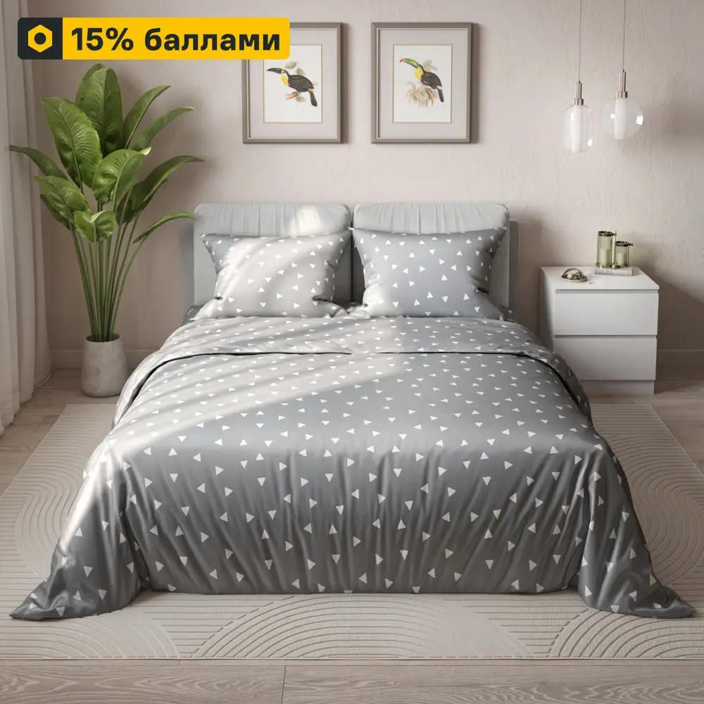 Шуйские ситцы: Комплект постельного белья «Дом снов Триада» — уют в серо-белых тонах 89338189 STLM-1070580