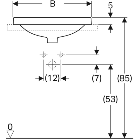 500.724.01.2 Встраиваемая раковина Geberit VariForm овальной формы, с полкой для отверстия под смеситель Geberit  - Вид №3