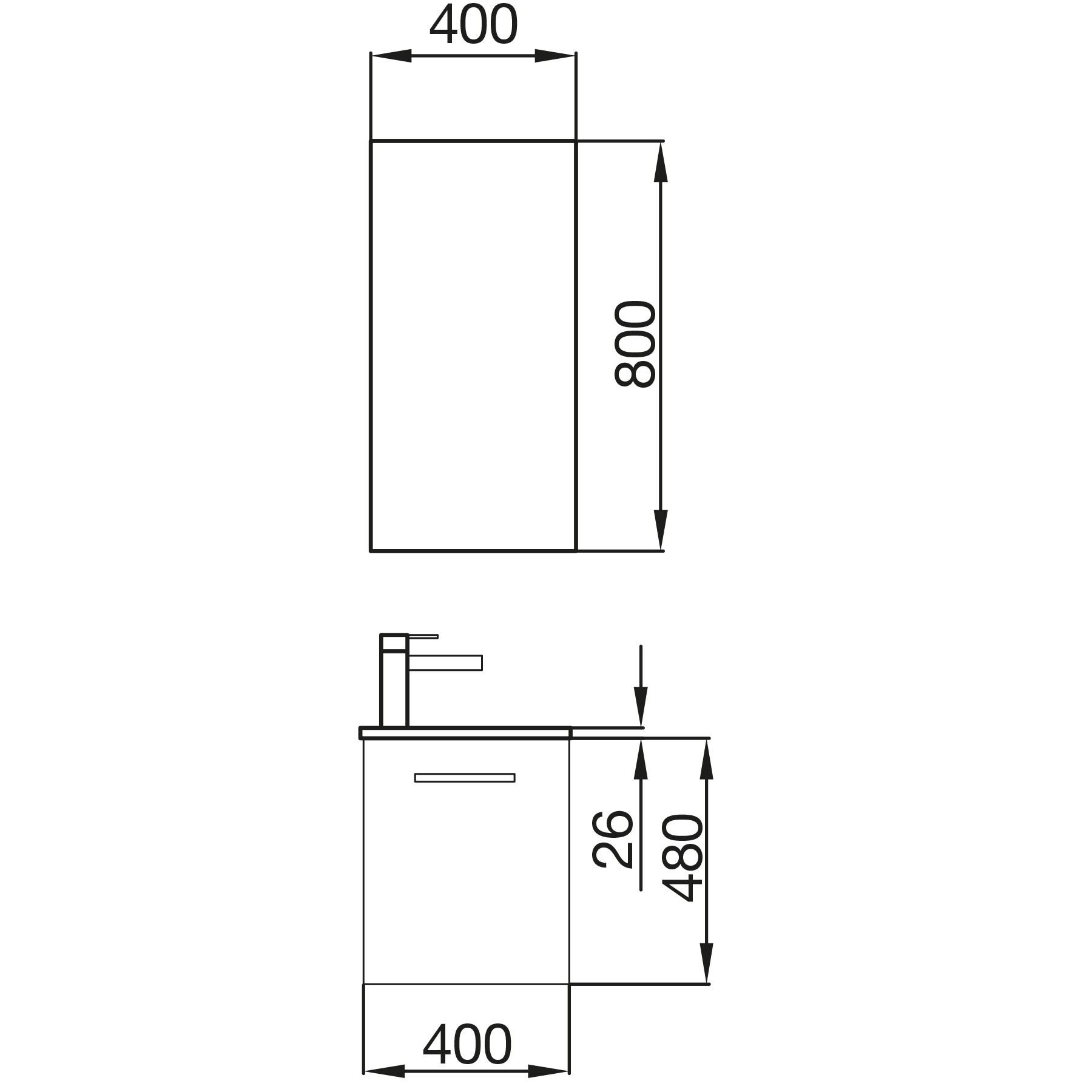 22898 SALGAR Комплект мебели для ванной MICRO 400 OAK CALEDONIA + Раковина + Зеркало Дуб Каледония - Вид №1