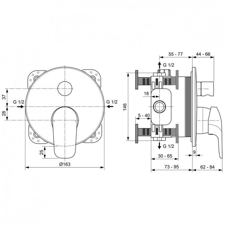 A6725AA Встраиваемый смеситель для ванны/душа Ideal Standard CERAFLEX  - Вид №5