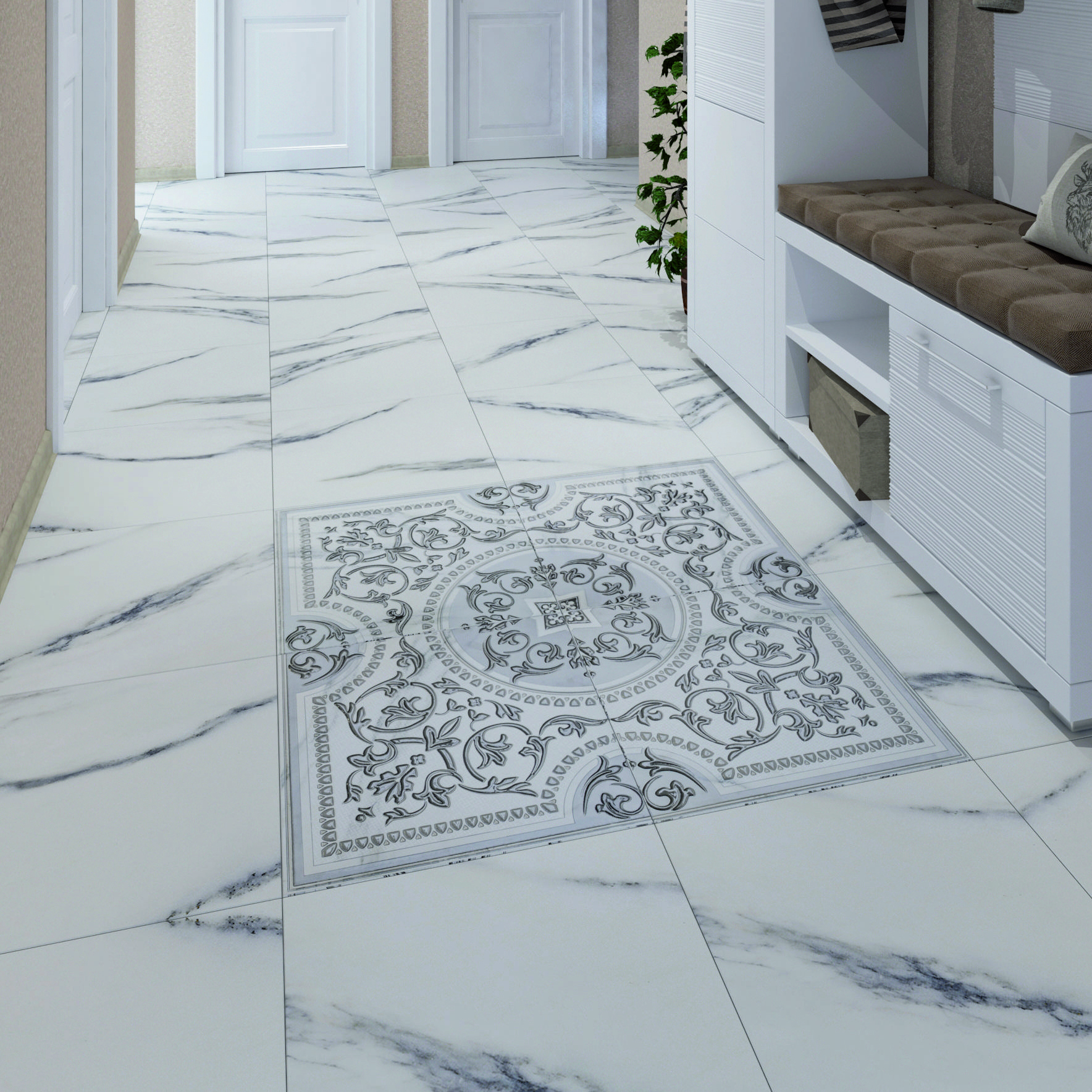 LB CERAMICS Бьянка Каррара - керамогранитное панно с мраморным эффектом 90×90 см 88295560 STLM-0077481