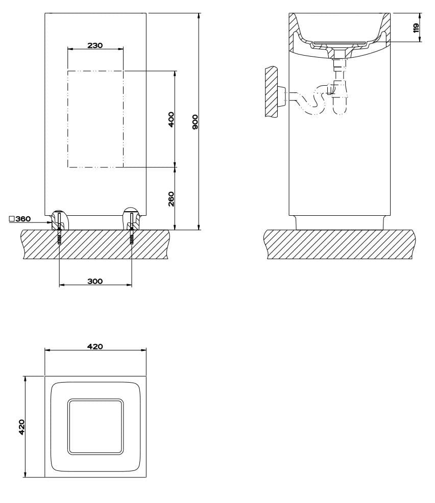 Квадратная отдельно стоящая раковина из Cristalplant® Gessi прямоугольник ARCH-00075034 - Вид №2