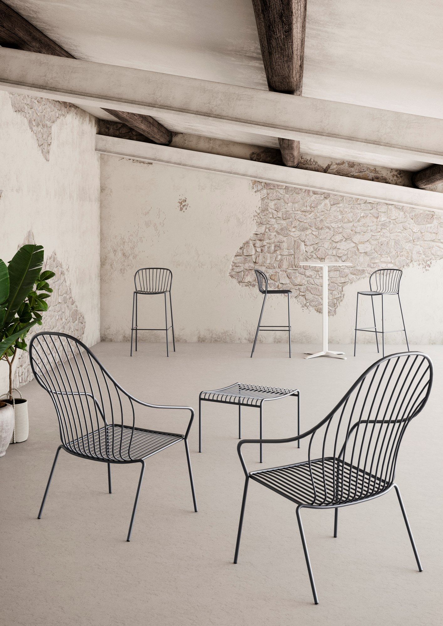 Металлический штабелируемый садовый стул с подлокотниками GABER Amitha ARCH-00027268 - Вид №5