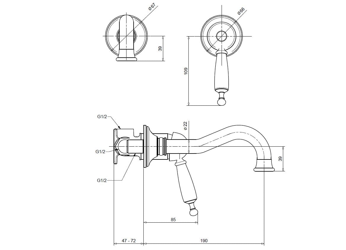 Однорычажный настенный смеситель для раковины Gaia Mobili Complements ARCH-00052387 - Вид №2