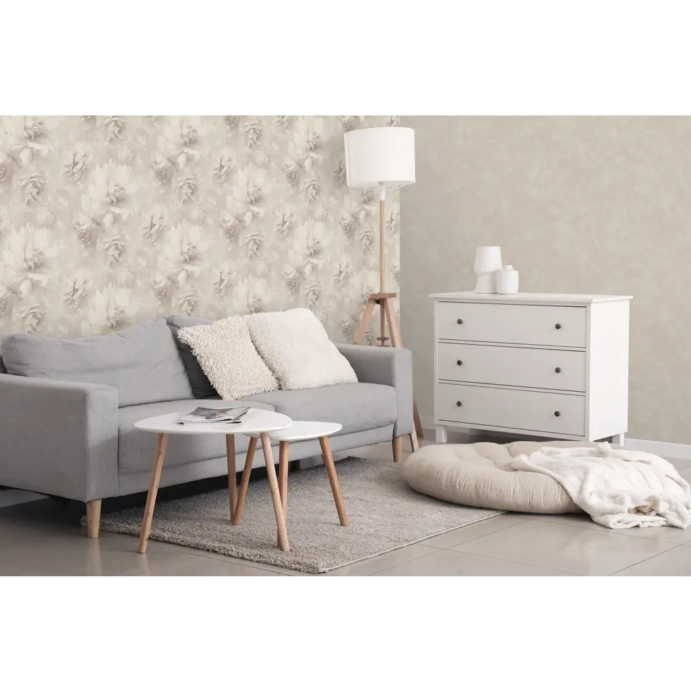 Обои флизелиновые Ateliero Bella светло-бежевые с цветочным рисунком в стиле кантри 89416913 STLM-1579189 - Вид №5