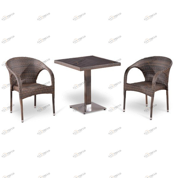 Мебель садовая, столик и кресла серые на 2 персоны Sinol AFINA  130541 Серый 