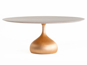 Круглый стол из бронзы и деревянная столешница