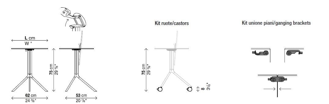 Квадратный складной журнальный столик Kristalia Poule ARCH-00133917 - Вид №13