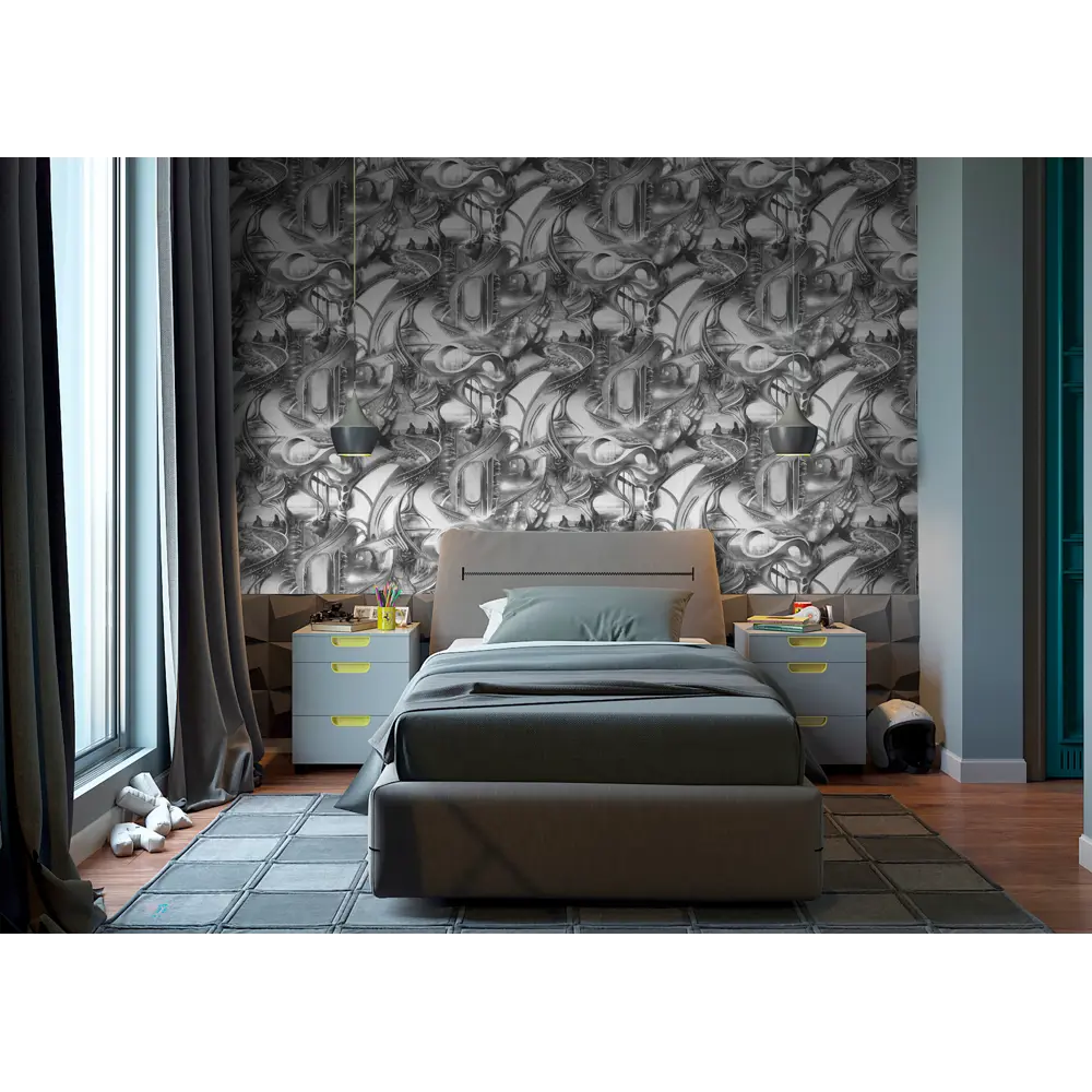 Обои флизелиновые Anturage Neon черные 1.06 м AN8912-12 STLM-2149572 - Вид №2