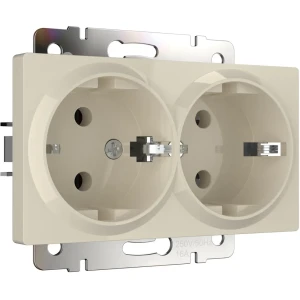 WERKEL Двойная встраиваемая розетка с заземлением в цвете слоновая кости 85539966