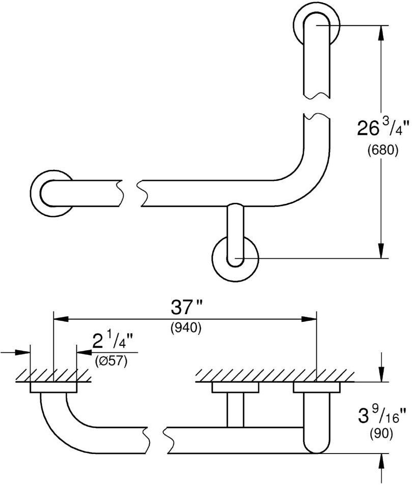 Поручень для ванны угловой GROHE Essentials 940x600 мм, хром (40797001) - Вид №2