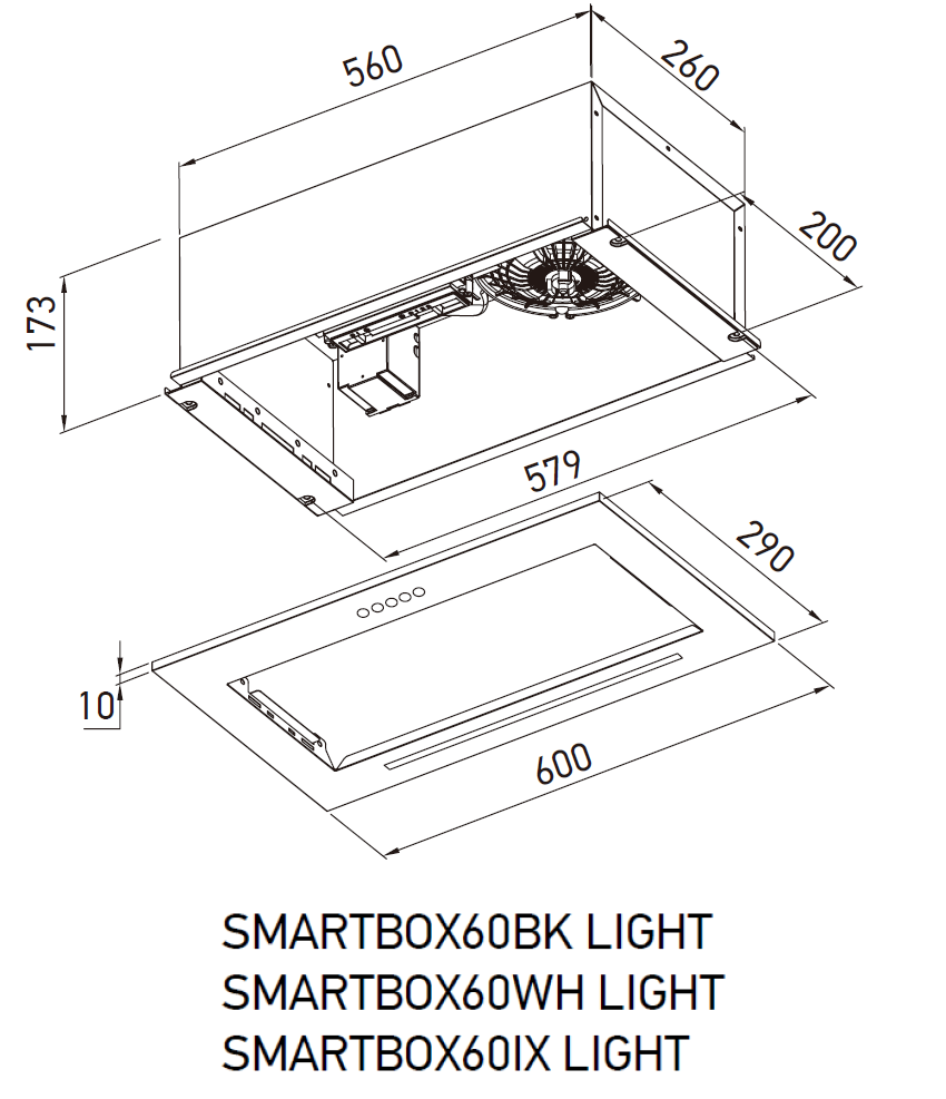 9168686 Вытяжка полновстраиваемая Meferi SMARTBOX60WH LIGHT белый STDN-0027661 - Вид №13