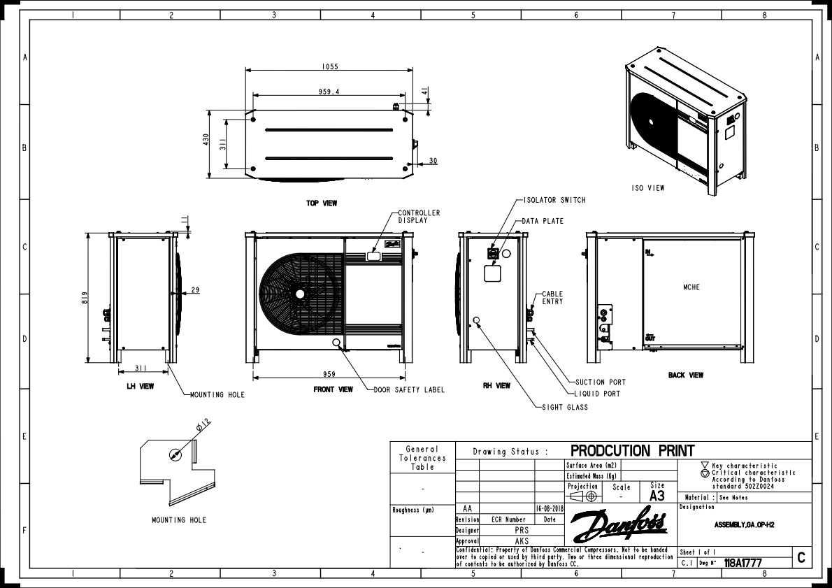Danfoss OP-MPXM — компрессорно-конденсаторный агрегат OP-MPXM080MLP00G Агрегат компр.-конд. 114X4321  - Вид №15