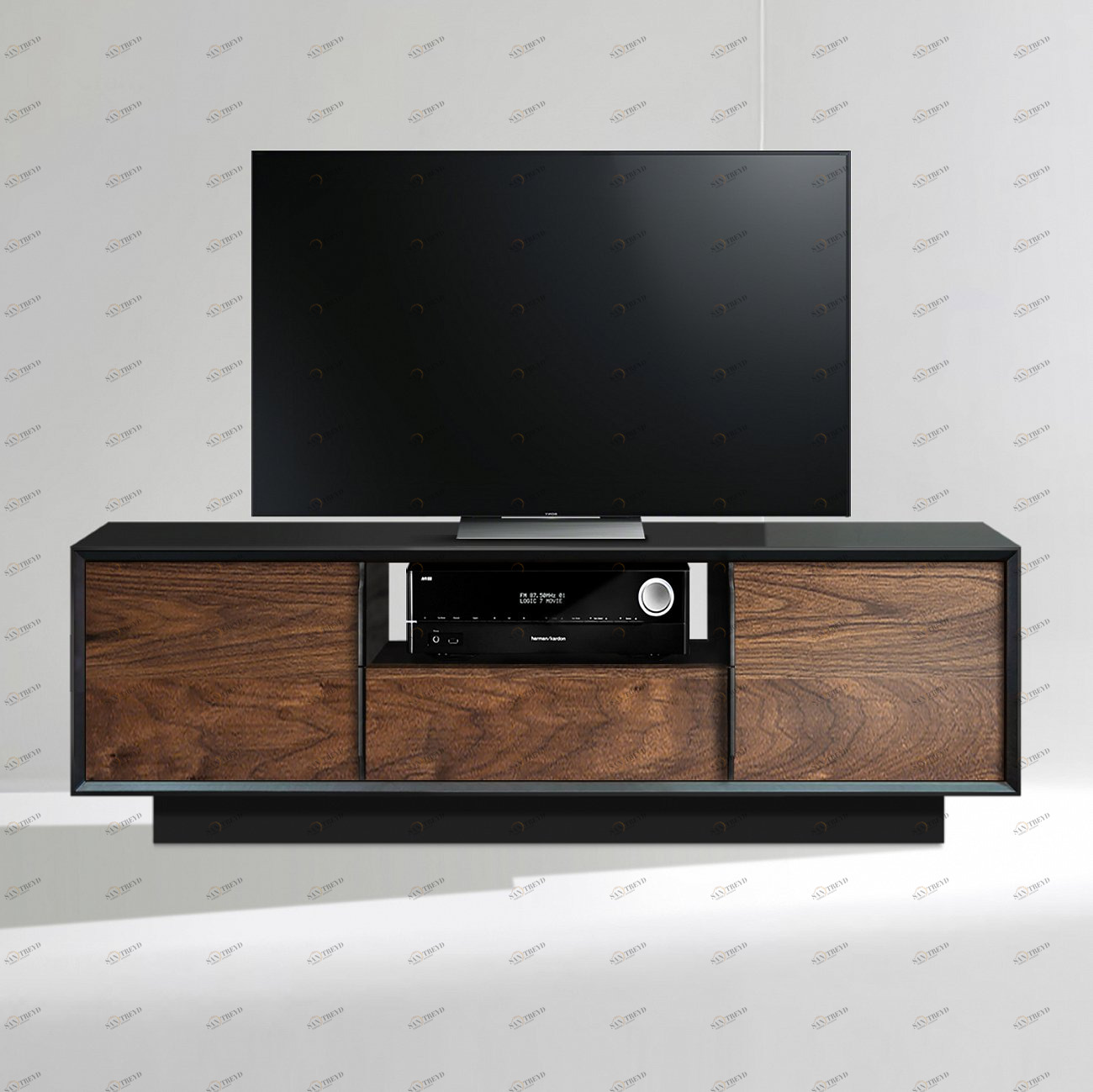 Тумба под телевизор с ящиком американский орех Garon ACWD GARON 00-3981958 Коричневый;черный 