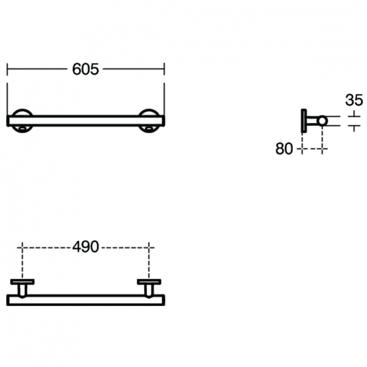 S0830MY Поручень опорный прямой 60 см Ideal Standard CONTOUR - Вид №1