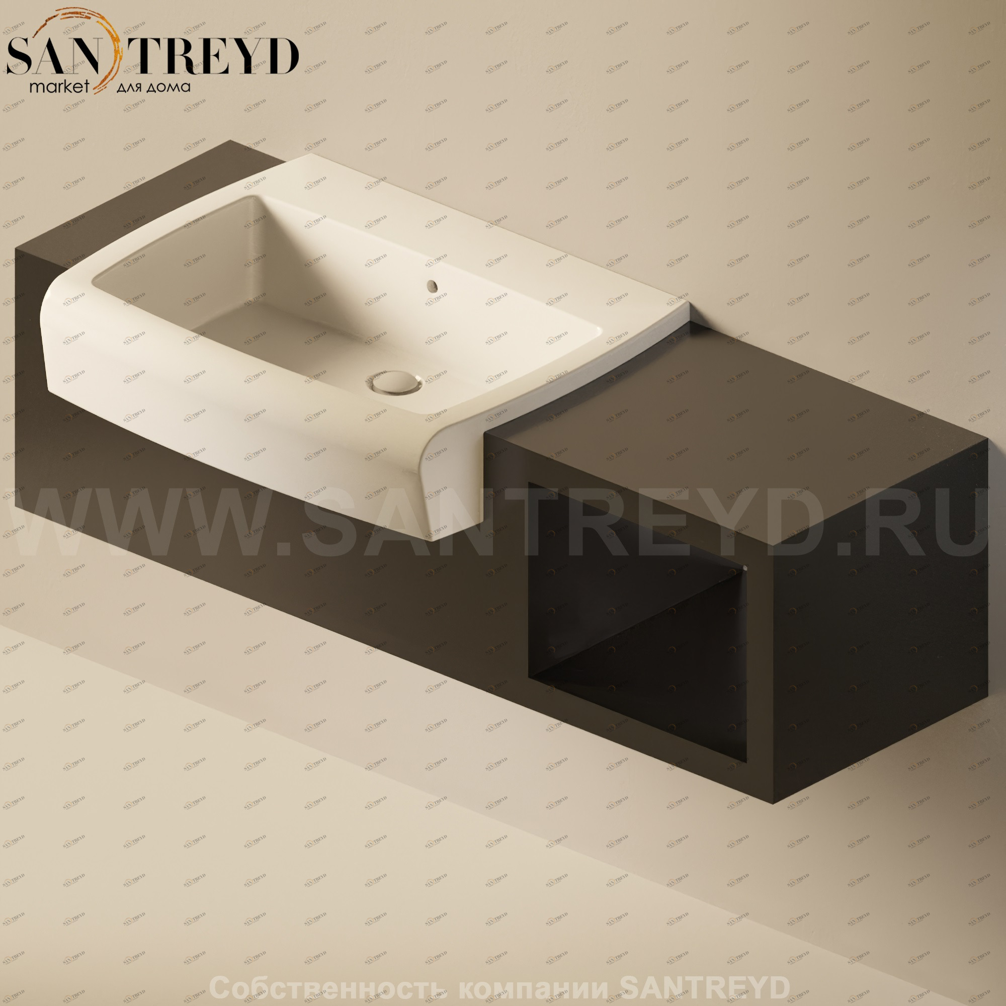 Flaminia UNA Консоль для раковины от 140 до 240 см с местом хранения черная UNA75V1.9017 Ceramica Flaminia UNA75V19017