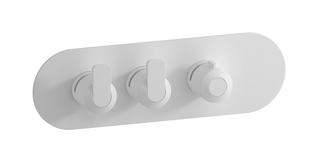 Внешняя часть термостата 2-ходовая, круглая пластина, горизонтальная, ручка С-67 WE ARE IB eua222bonc6 Matt White Aqua