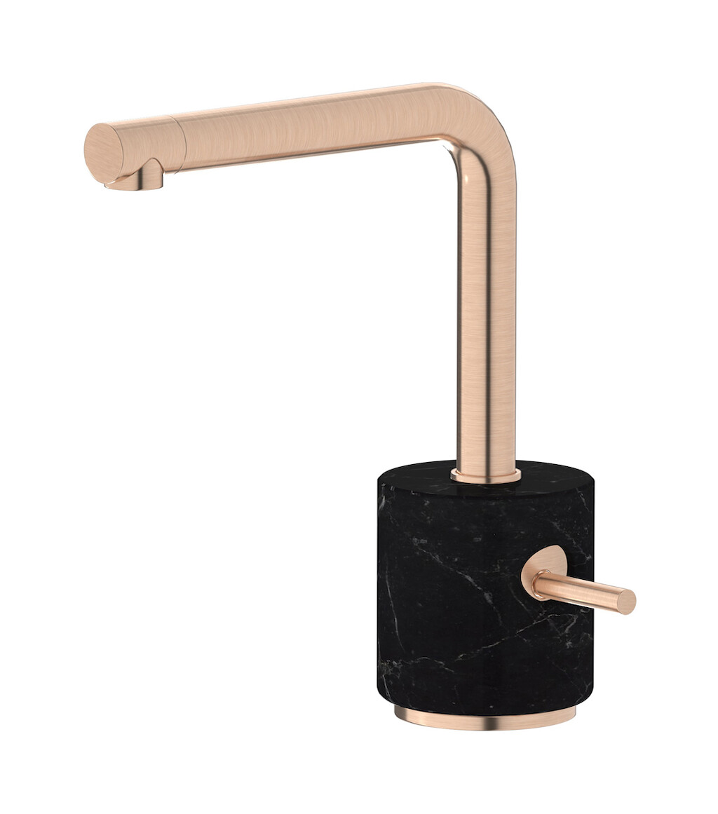 Смеситель для раковины на 1 отверстие в комплекте с донным клапаном WE ARE IB mm200sr_2 Brushed Rose Gold Marmo