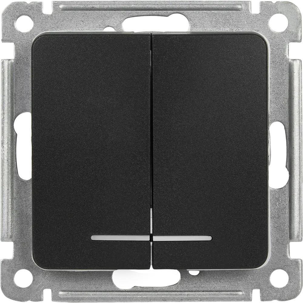 Выключатель встраиваемый Hegel Мастер 2 клавиши с индикатором цвет черный STLM-2054473