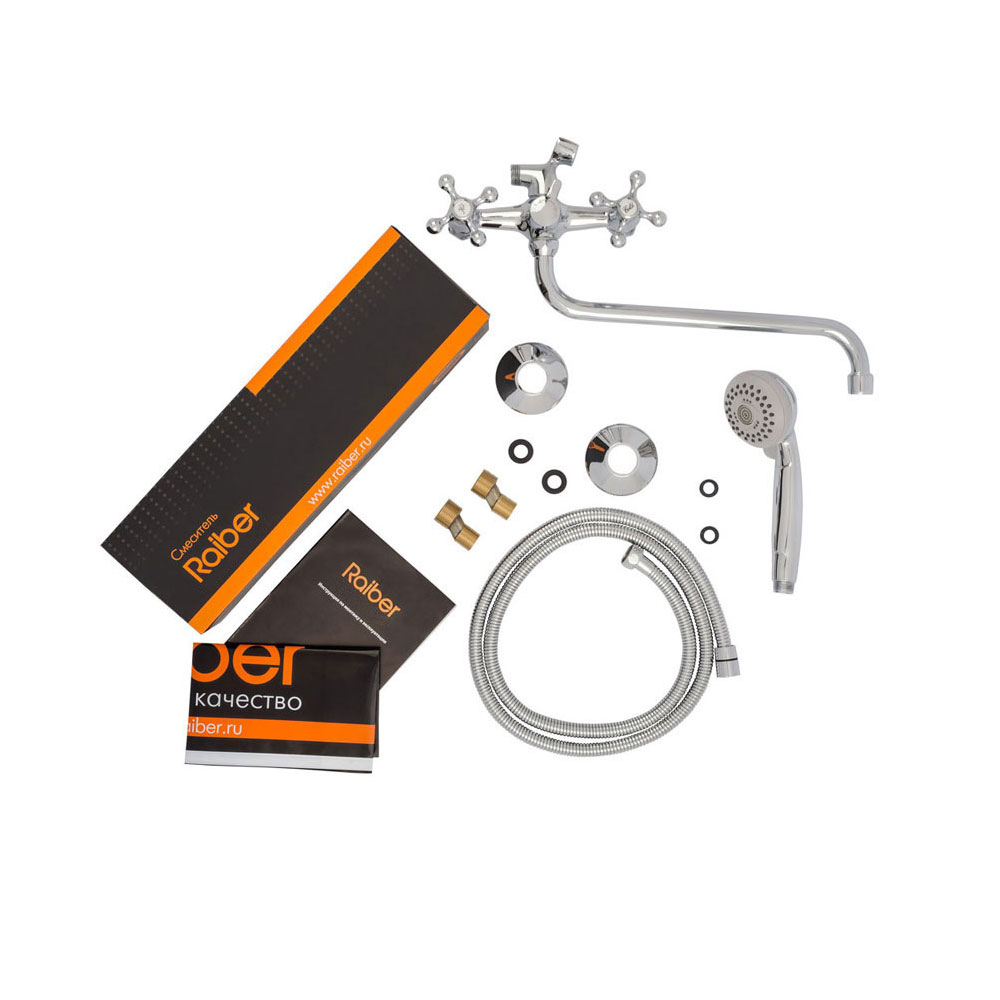 R1002 Смеситель для ванны Eco с двумя рукоятками Raiber  - Вид №5