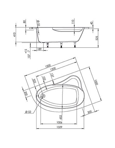 674800 001 00  Угловая ванна Florida, правая версия, встроенное сиденье, рама и регулируемые ножки в комплекте, 150 x 100 см Valentin  - Вид №4