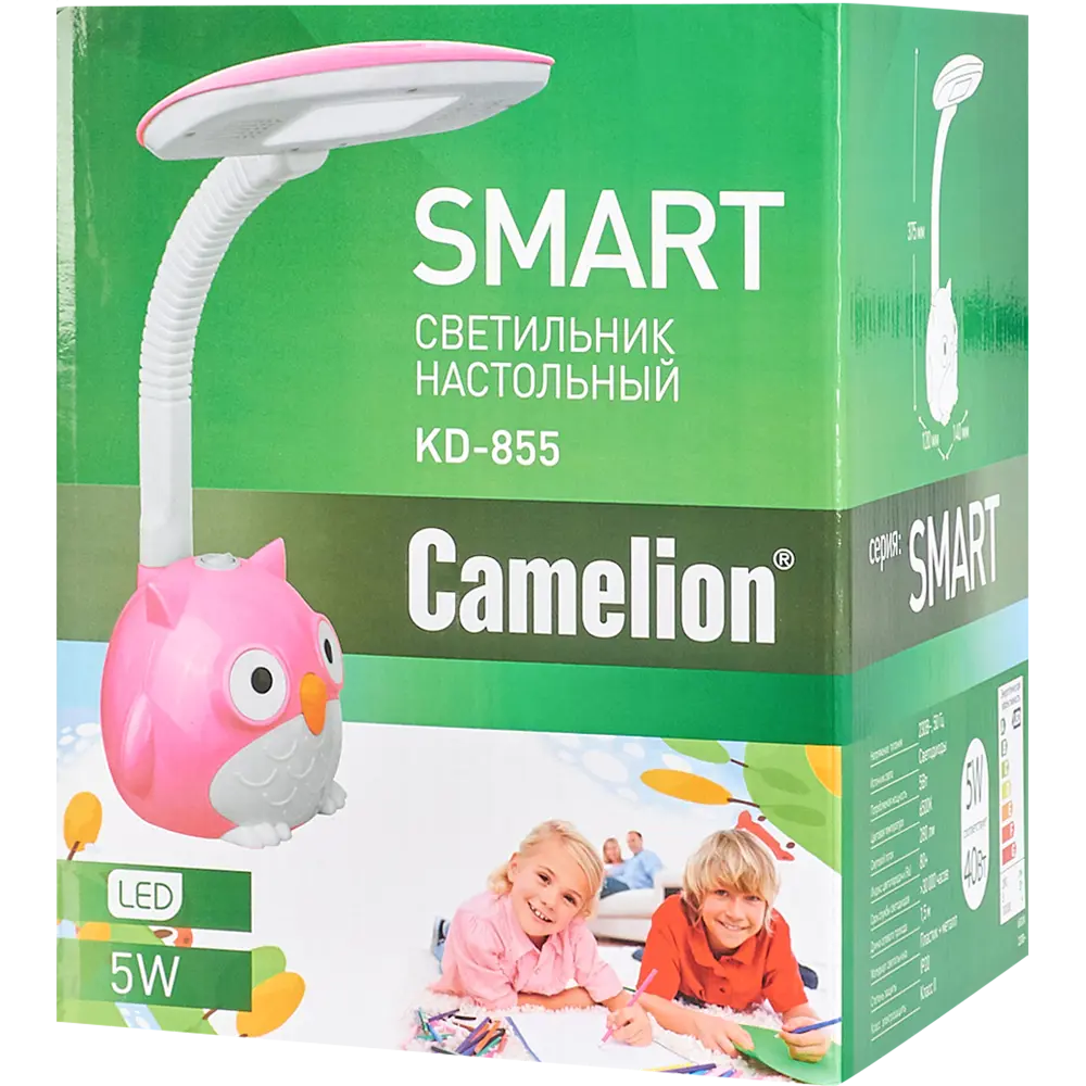 Рабочая лампа настольная светодиодная «Сова» KD-855, цвет розовый CAMELION STLM-2159879 - Вид №6