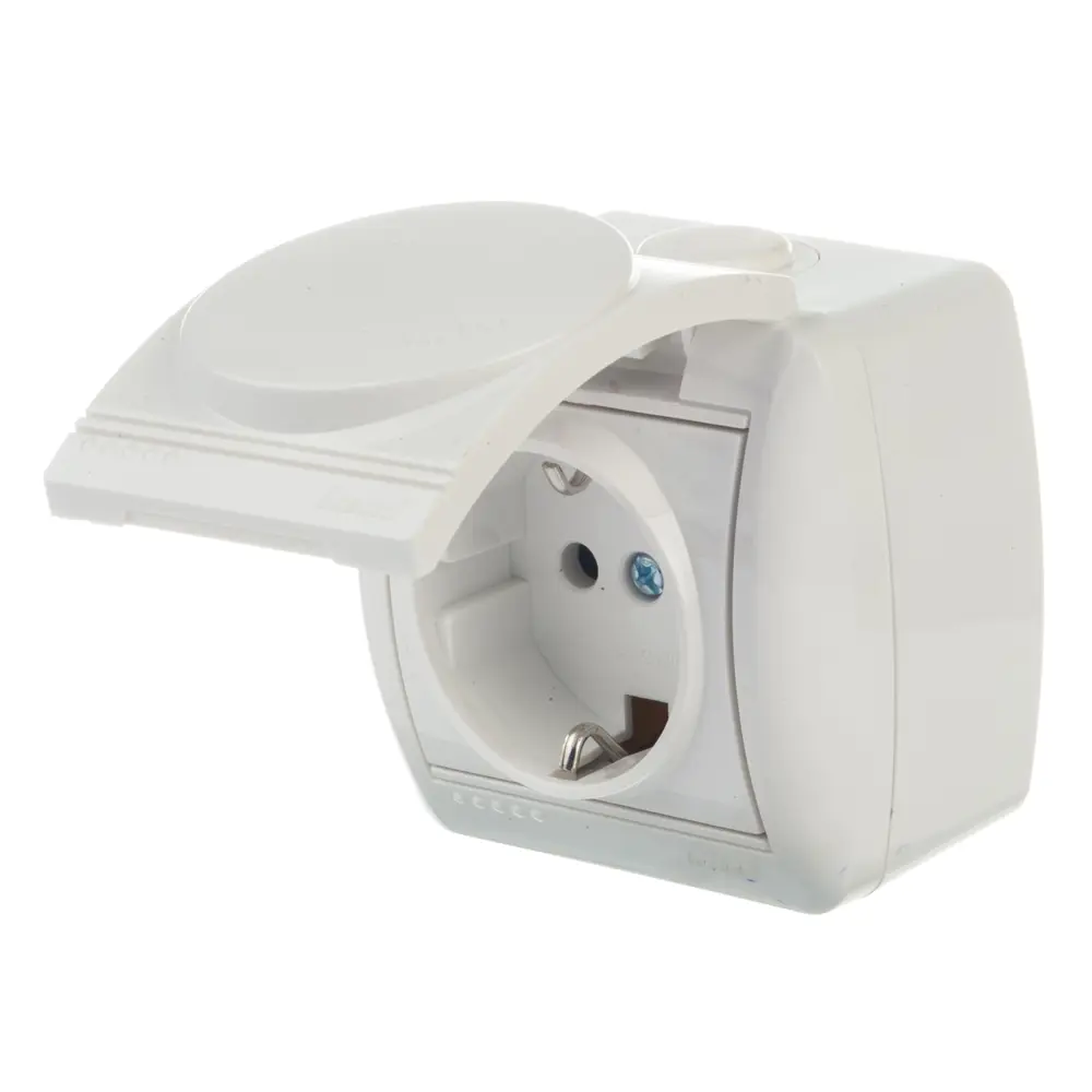 Розетка керамическая Lezard Nata с заземлением крышка цвет белый STLM-2195164 - Вид №1