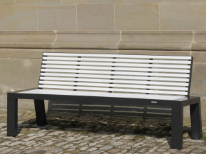 Скамейка из нержавеющей стали и ПЭТ со спинкой