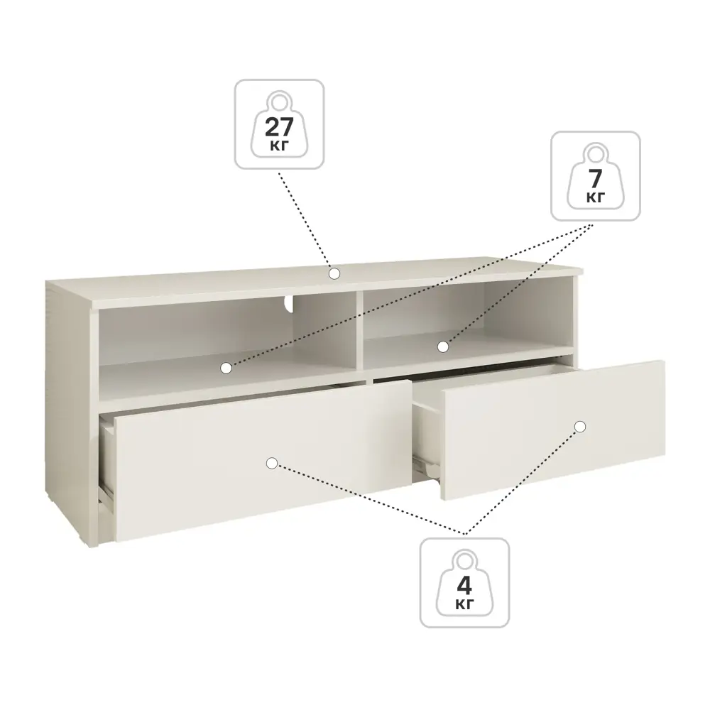 Тумба под телевизор 114.9x44x37 см ЛДСП цвет белый Santreyd нет STLM-2172238 - Вид №4