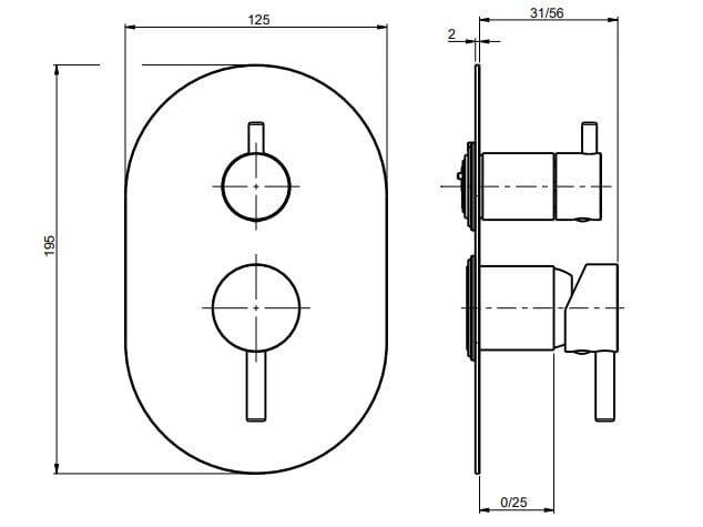 Встраиваемый однорычажный смеситель для душа Rubinetterie Frattini Pepe XL ARCH-00077584 - Вид №14