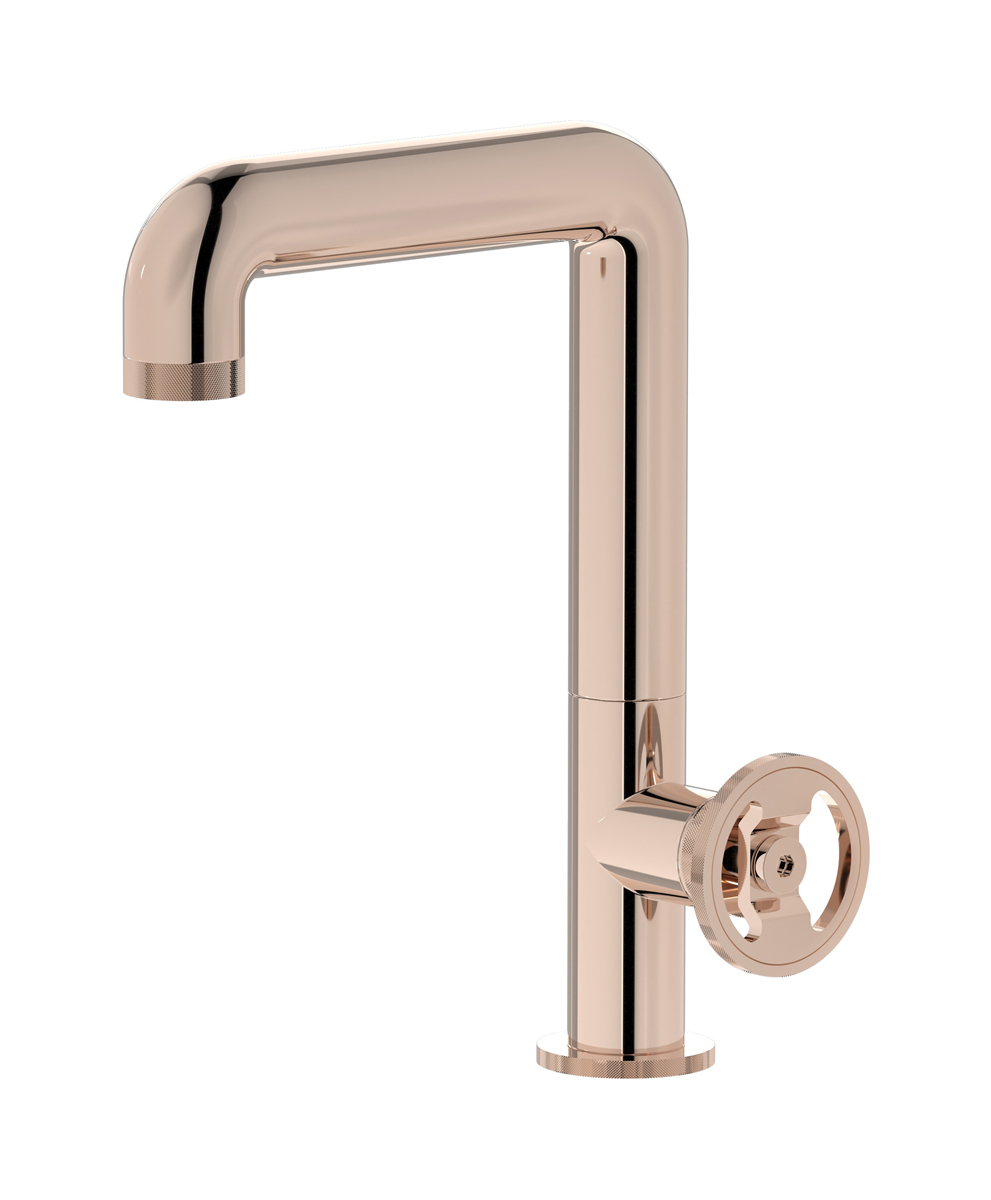 Высокий смеситель для раковины на 1 отверстие в комплекте с донным клапаном WE ARE IB b1202rs Rose Gold Bold