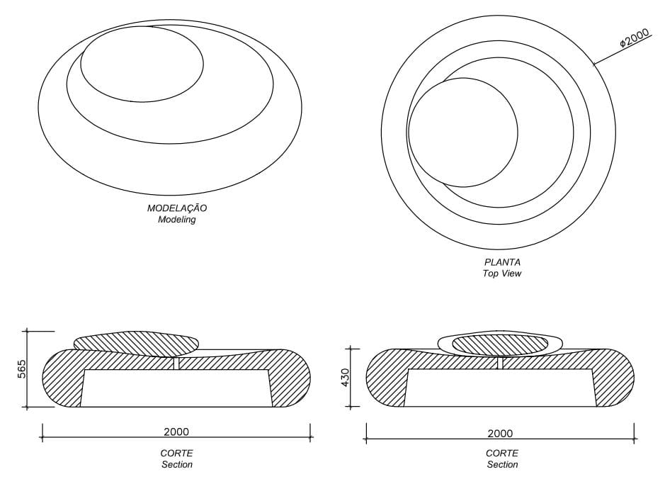 Бетонная скамья без спинки amop Landscapes ARCH-00090202 - Вид №3