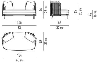 Minotti 2-местный тканевый садовый диван Tape cord outdoor sun-id-1397652 - Вид №5