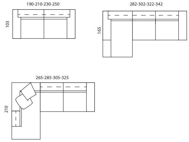 Gobbo Salotti 3-х местный тканевый диван с шезлонгом sun-id-1498706 - Вид №2