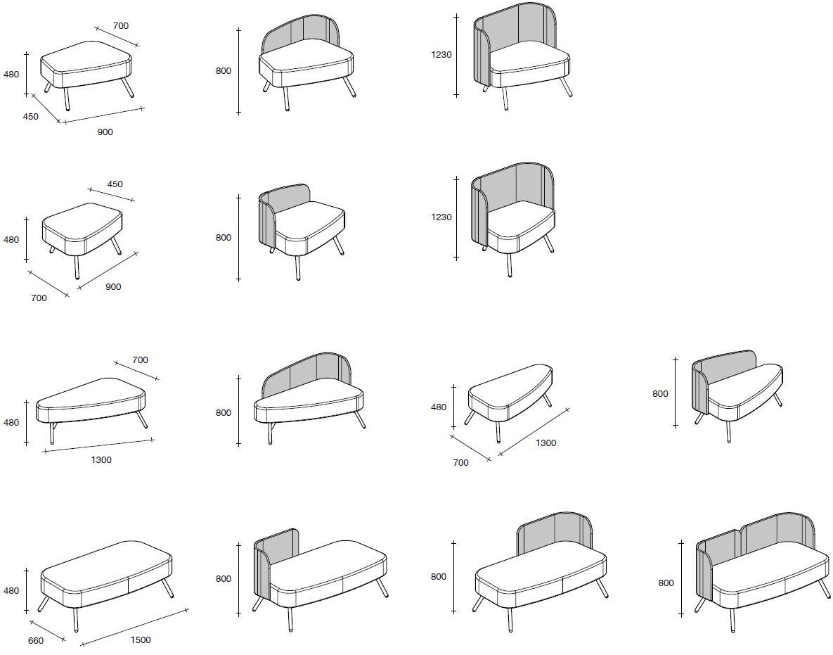 Sesta Диван с обивкой полиуретаном по контракту Blog Bg-114 + bg-123 - Вид №2