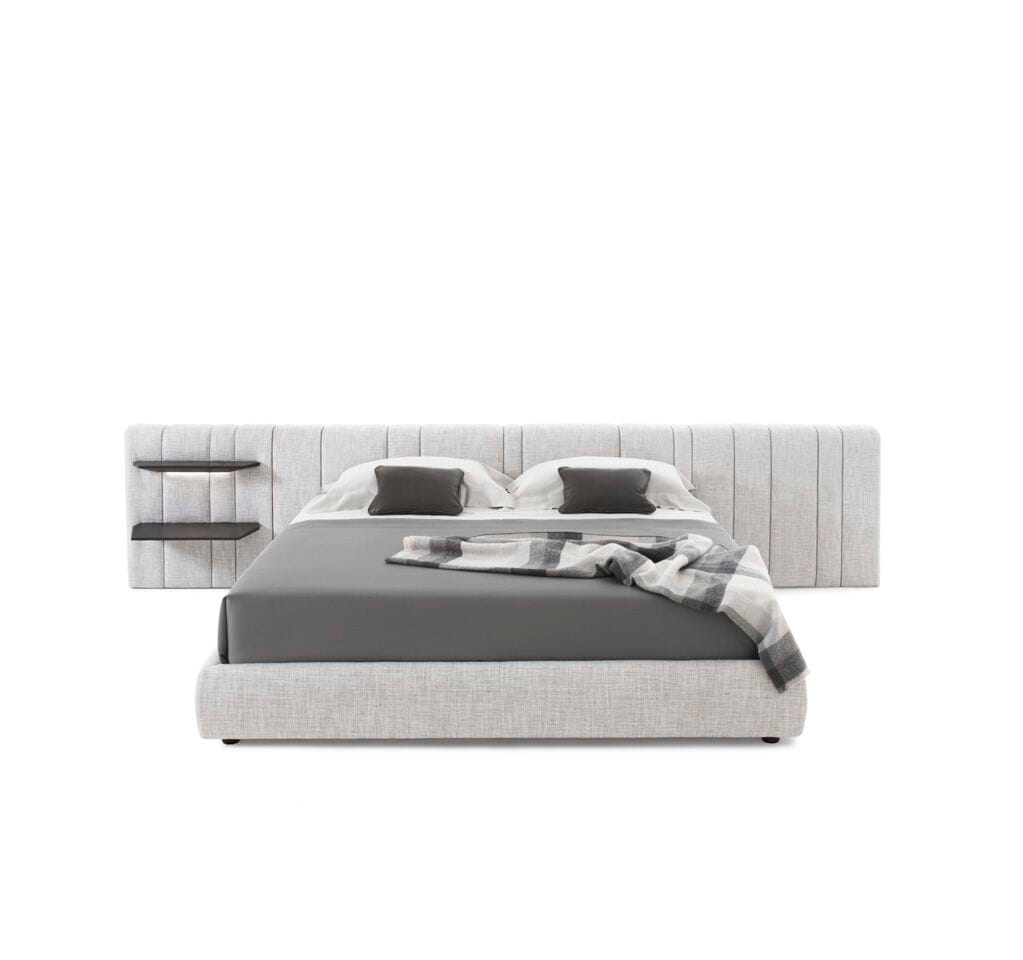 Двуспальная кровать из ткани со встроенными тумбочками с мягким изголовьем Giorgetti KARPHI NAP ARCH-00007402 - Вид №1