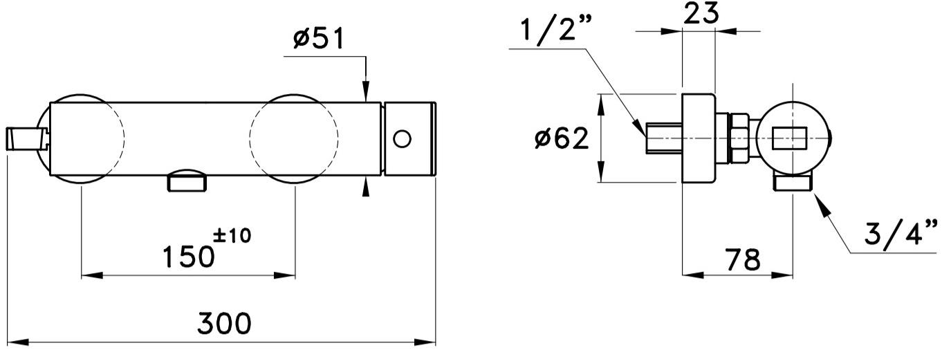 RUBINETTERIE STELLA Смеситель для душа однорычажный Bamboo sun-id-1394165 - Вид №2