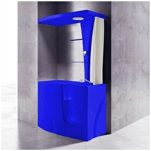 Ванна с кабиной GRUPPO TREESSE GEN-Y TOP STD-V3417|B3411-LX синяя угловая сидячая с дверью левосторонняя