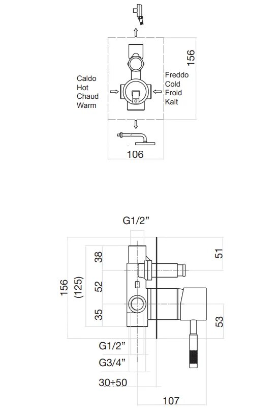 RI860101010 Смеситель для душа Webert Rimini - Вид №1