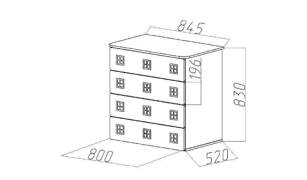 Комод детский с 4 ящиками и декором "Амстердам" МАНДАРИН АМСТЕРДАМ 179544 Бежевый Santreyd  - Вид №3