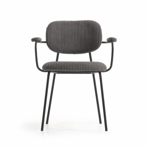 108354 Стул с темно-серым вельветом и черным металлом La Forma Auxtina