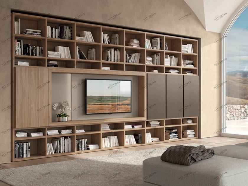 Febal Casa Книжный шкаф лакированный с подсветкой с подставкой под телевизор sun-id-1372698