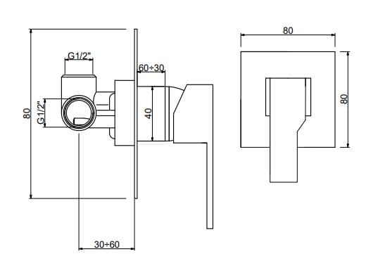 Однорычажный смеситель для душа QD Magistro Lab приложение ARCH-00045073 - Вид №2
