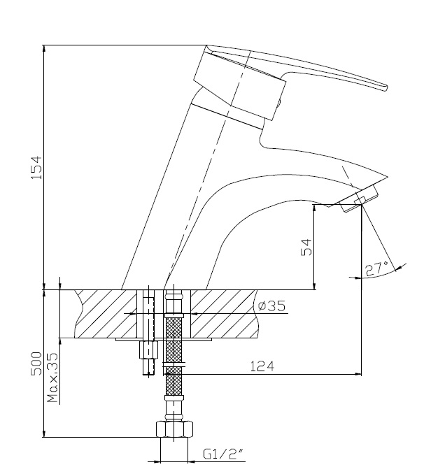 HB1006 Смеситель для раковины , хром Haiba  - Вид №2