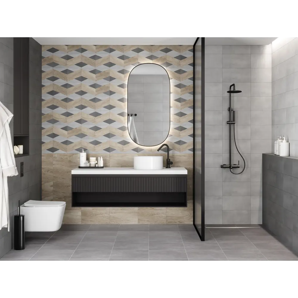 Santreyd Mersey Concrete - настенная плитка графит 20х40 см 89364574 STLM-0945052 - Вид №5