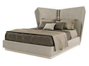 Кожаная двуспальная кровать с мягким изголовьем